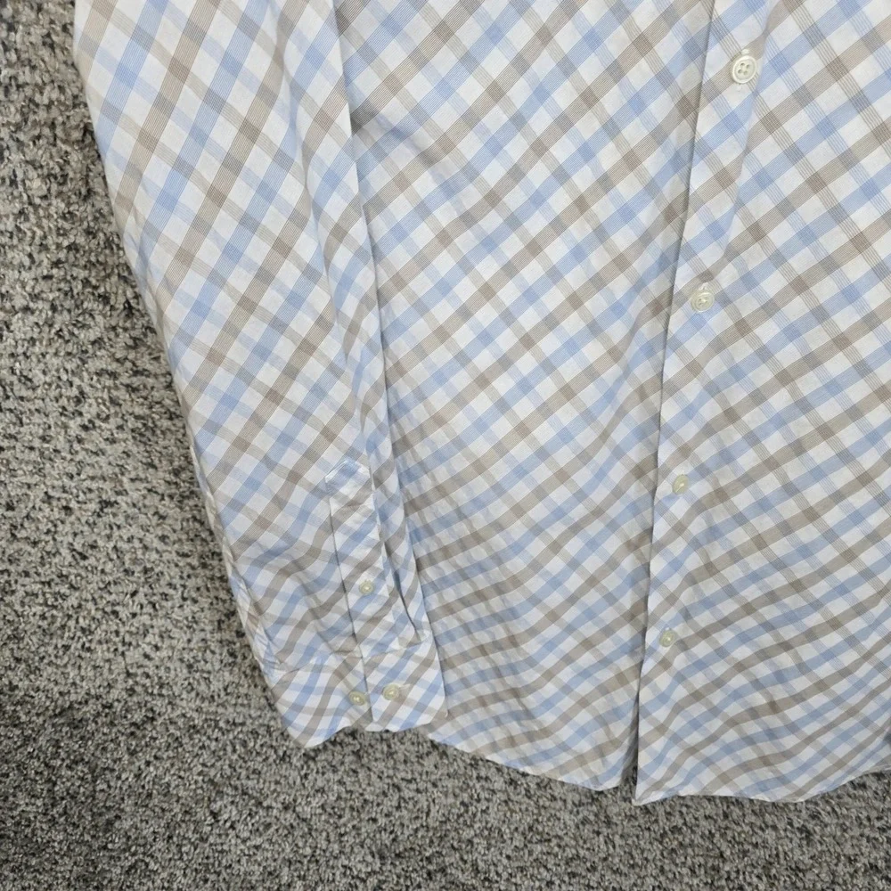 Banana Republic Shirt Mens‎ Large 16-16.5 Blue Plaid Button Up Slim Fit Casual